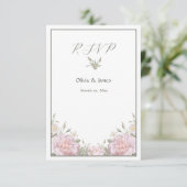 Blumengarten Rosa Rosen Hochzeit RSVP Karte (Stehend Vorderseite)