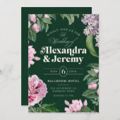 Blumengarten Rosa und Grüne Hochzeitsfeier Einladu Einladung (Vorne/Hinten)