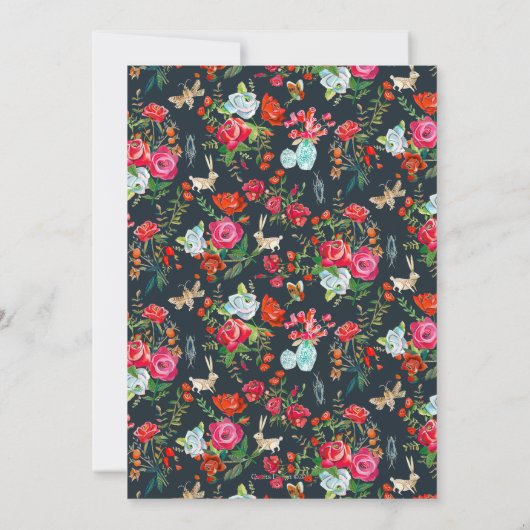 Blumengarten Rose Kinderdusche Einladung (Rückseite)