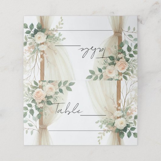 Blumengarten Rose Rustikale Hochzeit Platzkarte (Außenseite Aufgefaltet)
