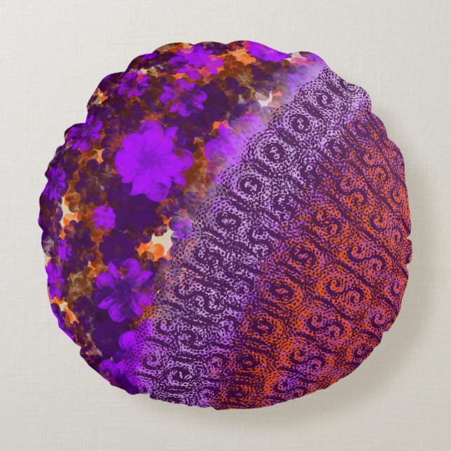 Blumengarten Rundes Kissen (Vorderseite)