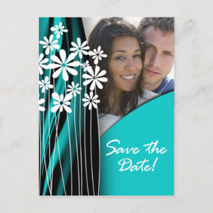 Blumengarten Save the Date Postkarte (Türkis)