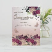 Blumengarten Schmetterling Quinceañera Einladung (Stehend Vorderseite)