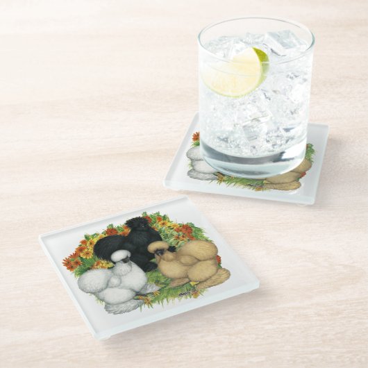 Blumengarten Silkies Glasuntersetzer (Schrägansicht)