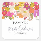 Blumengarten Summer Brautparty Quadratischer Aufkleber (Vorderseite)