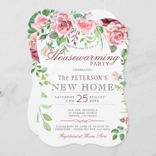 Blumengarten Summer Housewarming Party Einladung (Vorne/Hinten)