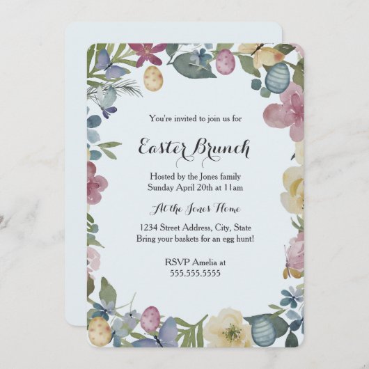 Blumengarten Sweet Oaster Brunch Einladung (Vorne/Hinten)
