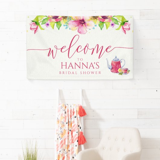 Blumengarten Tee Party Brautparty Banner (Insitu)