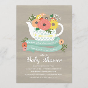 Blumengarten-Teekanne-Baby-Shower-Einladung Einladung