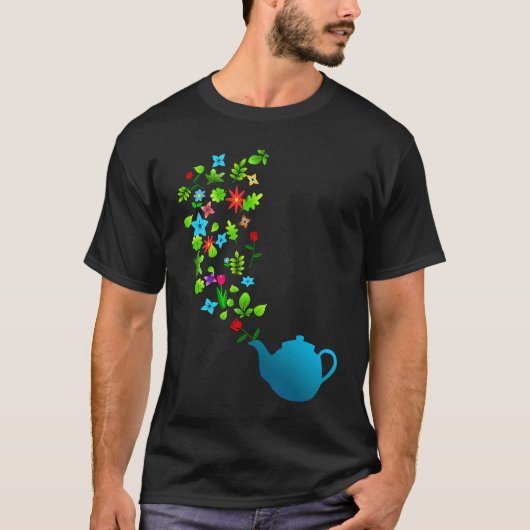 Blumengarten Teekanne T-Shirt (Vorderseite)