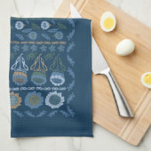 Blumengarten Teetuch, Blues dunkel & hell, braun Geschirrtuch (Viertel Falte)