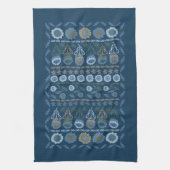 Blumengarten Teetuch, Blues dunkel & hell, braun Geschirrtuch (Vertikal)