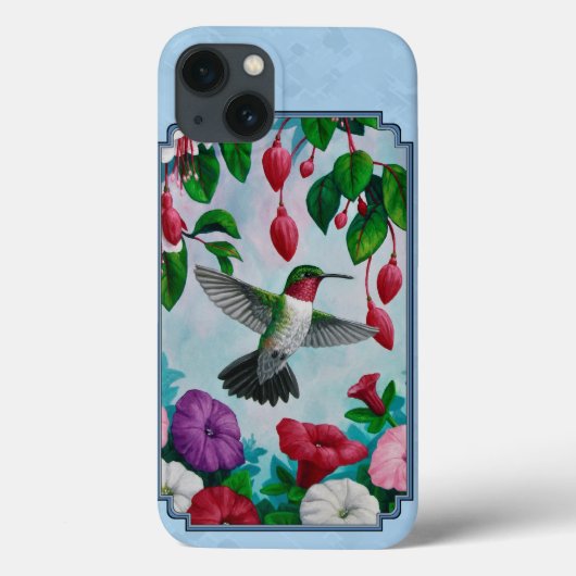 Blumengarten und Hummingbirds Blue Case-Mate iPhone Hülle (Rückseite)