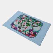 Blumengarten und Hummingbirds Blue Fußmatte (Schrägansicht)