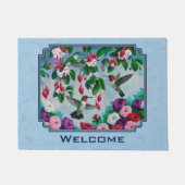 Blumengarten und Hummingbirds Blue Fußmatte (Vorderseite)