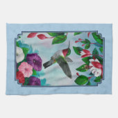 Blumengarten und Hummingbirds Blue Geschirrtuch (Horizontal)