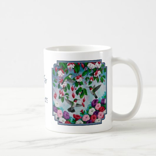 Blumengarten und Hummingbirds Blue Kaffeetasse (Rechts)