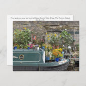 Blumengarten und schmales Boot Postkarte (Vorne/Hinten)