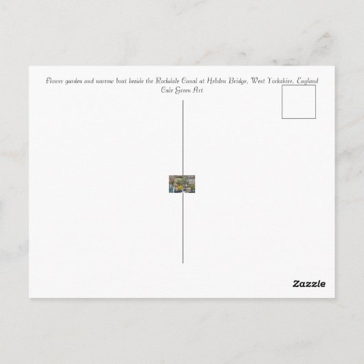 Blumengarten und schmales Boot Postkarte (Rückseite)