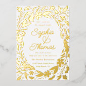Blumengarten Verlobte Paare Dusche Gold Folieneinladung (Vorderseite)