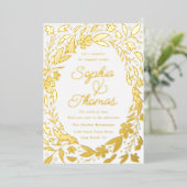 Blumengarten Verlobte Paare Dusche Gold Folieneinladung (Stehend vorne)