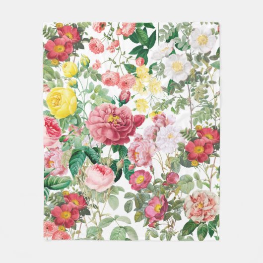 Blumengarten Vintager Frühlingsgarten Rose Fleecedecke (Vorderseite)