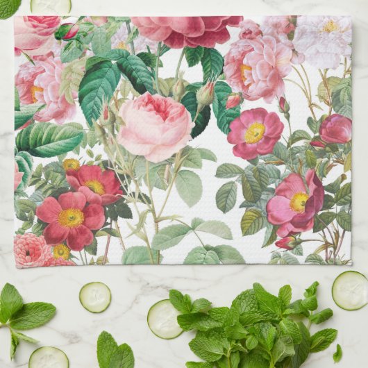 Blumengarten Vintager Frühlingsgarten Rose Geschirrtuch (Gefaltet)