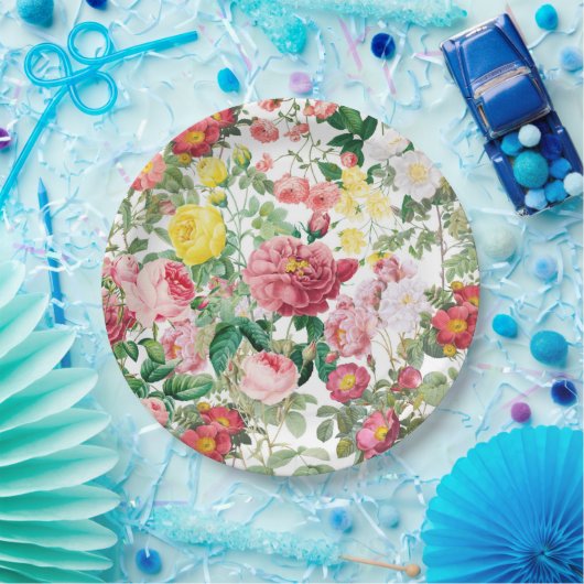 Blumengarten Vintager Frühlingsgarten Rose Pappteller (Party)