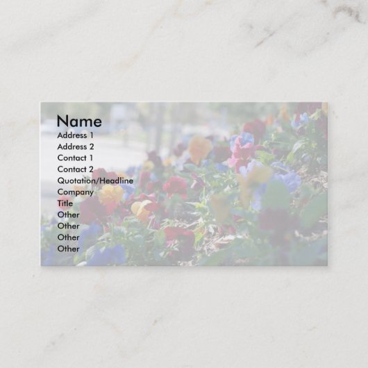 Blumengarten-Visitenkarte-großes Format Visitenkarte (Vorderseite)