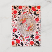 BLUMENGARTEN, VÖGEL, PEACOCKS Rot Schwarz Rosa Blü Visitenkarte (Rückseite)