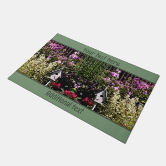 Blumengarten Vogelhaus Malerei Personalisiert Fußmatte (Schrägansicht)