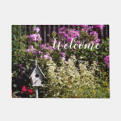 Blumengarten Vogelhaus Pastellmalerei Fußmatte (Vorderseite)