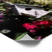 Blumengarten Vogelhaus Pastellmalerei Poster (Ecke)