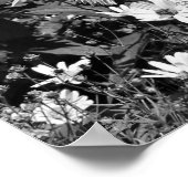 Blumengarten Vogelhaus Schwarz-Weiß Poster (Ecke)