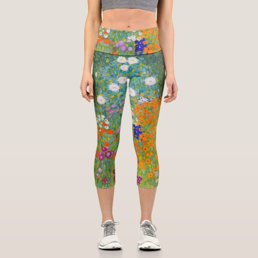 Blumengarten von Gustav Klimt Capri Leggings (Vorderseite)