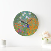 Blumengarten von Gustav Klimt Große Wanduhr (Zuhause)