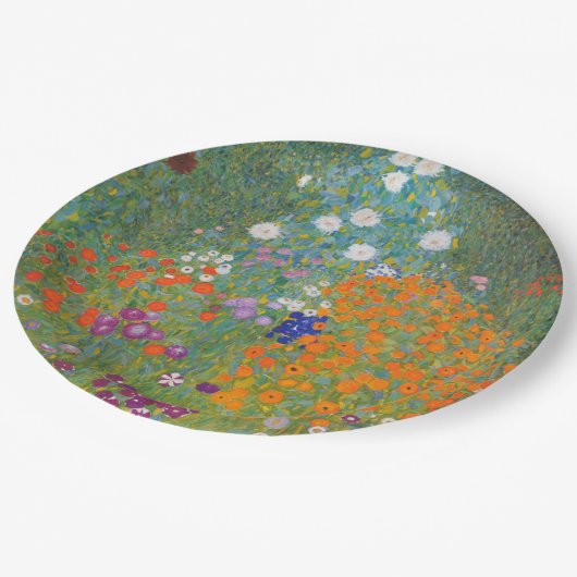Blumengarten (von Gustav Klimt) Pappteller (Schrägansicht)
