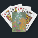 Blumengarten (von Gustav Klimt) Spielkarten<br><div class="desc">Dieses Design zeigt ein Gemälde des österreichischen Künstlers Gustav Klimt (1862-1918). Es ist eine Darstellung eines wunderschönen Blumengartens im typisch impressionistischen Stil Klimts. Die Blume sehen fast so aus, als wären sie überfüllt, und es ist unmöglich, sich von ihrer Schönheit nicht zu überwältigen. Die ursprüngliche Arbeit wurde 1907 abgeschlossen und...</div>