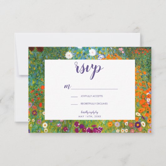 Blumengarten von Gustav Klimt UAWG RSVP Karte (Vorderseite)