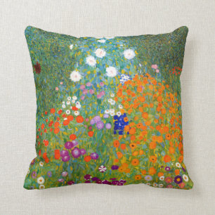 Blumengarten von Gustav Klimt Vintage Floral Kissen