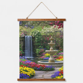 Blumengarten Wandteppich Mit Holzrahmen