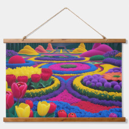 Blumengarten Wandteppich Mit Holzrahmen