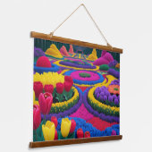 Blumengarten Wandteppich Mit Holzrahmen (Gewinkelt)