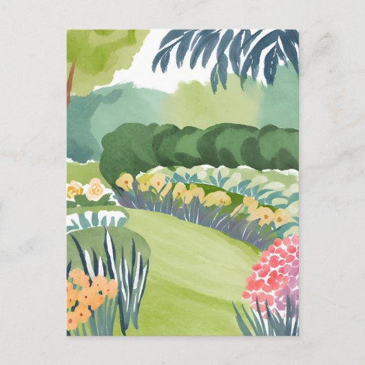 Blumengarten | Wasserfarbe der Flora Postkarte (Vorderseite)