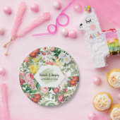 Blumengarten, Wasserfarbe & geometrische Hochzeit Pappteller (Party)