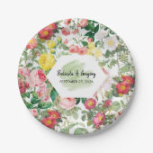 Blumengarten, Wasserfarbe & geometrische Hochzeit Pappteller (Vorderseite)
