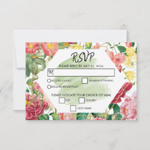 Blumengarten, Wasserfarbe & geometrische Hochzeit RSVP Karte