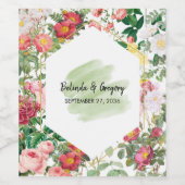 Blumengarten, Wasserfarbe & geometrische Hochzeit Weinetikett (Einzelnes Label)