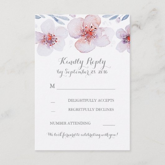 Blumengarten Wasserfarbe Moderne Hochzeitskarten RSVP Karte (Vorderseite)