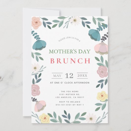 Blumengarten Weißer Muttertag Brunch Einladung (Vorderseite)